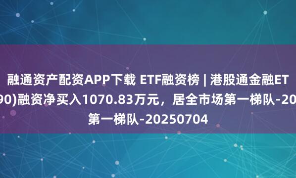 融通资产配资APP下载 ETF融资榜 | 港股通金融ETF(513190)融资净买入1070.83万元，居全市场第一梯队-20250704