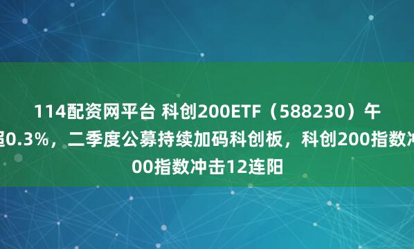 114配资网平台 科创200ETF（588230）午后回升涨超0.3%，二季度公募持续加码科创板，科创200指数冲击12连阳