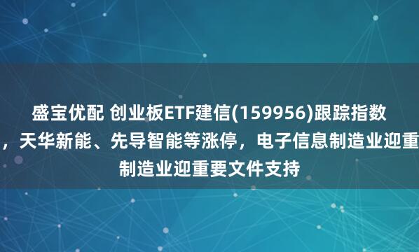 盛宝优配 创业板ETF建信(159956)跟踪指数收涨6.55%，天华新能、先导智能等涨停，电子信息制造业迎重要文件支持